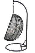 Load image into Gallery viewer, Beige and Black Hanging Pod Wicker Patio Swing Chair-1
