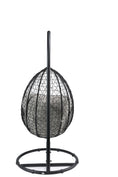 Load image into Gallery viewer, Beige and Black Hanging Pod Wicker Patio Swing Chair-4
