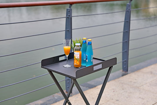 Gray Aluminum Indoor Outdoor Tray Table-1