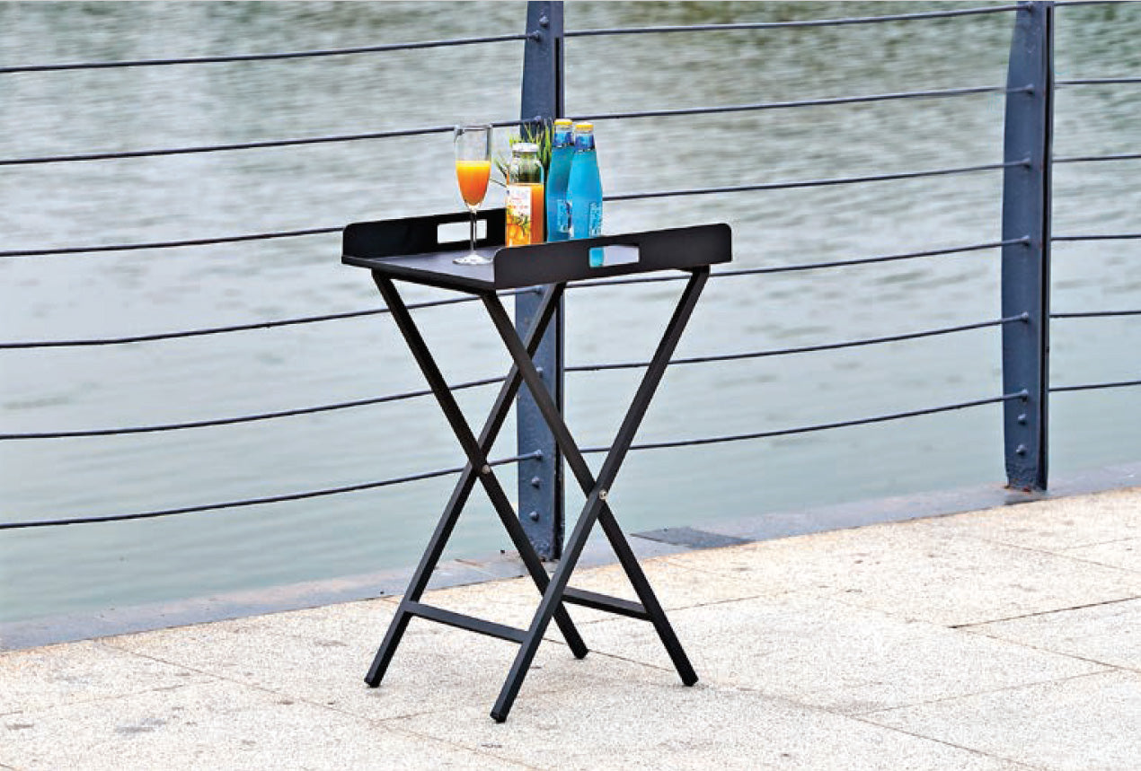 Gray Aluminum Indoor Outdoor Tray Table-2