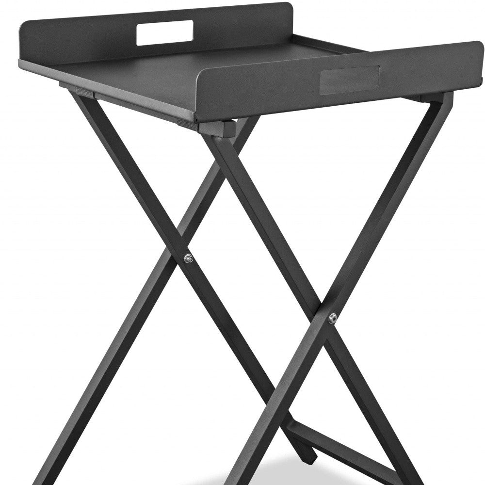 Gray Aluminum Indoor Outdoor Tray Table-4