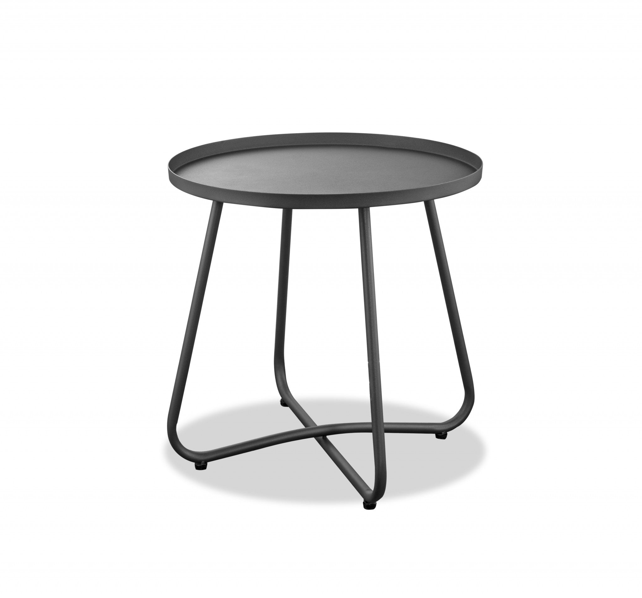 Gray Aluminum Indoor Outdoor Round End Table-0