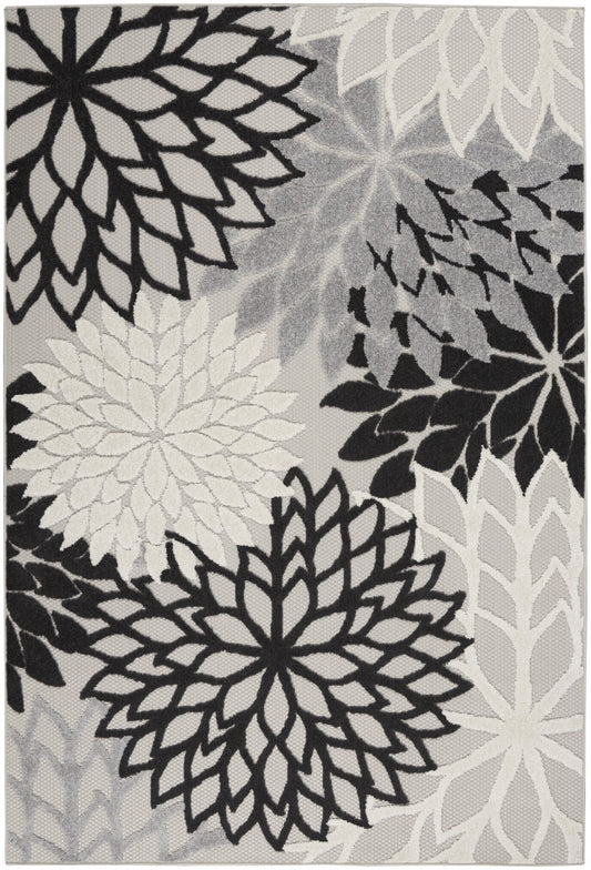 4’ x 6’ Black Gray White Indoor Outdoor Area Rug-0