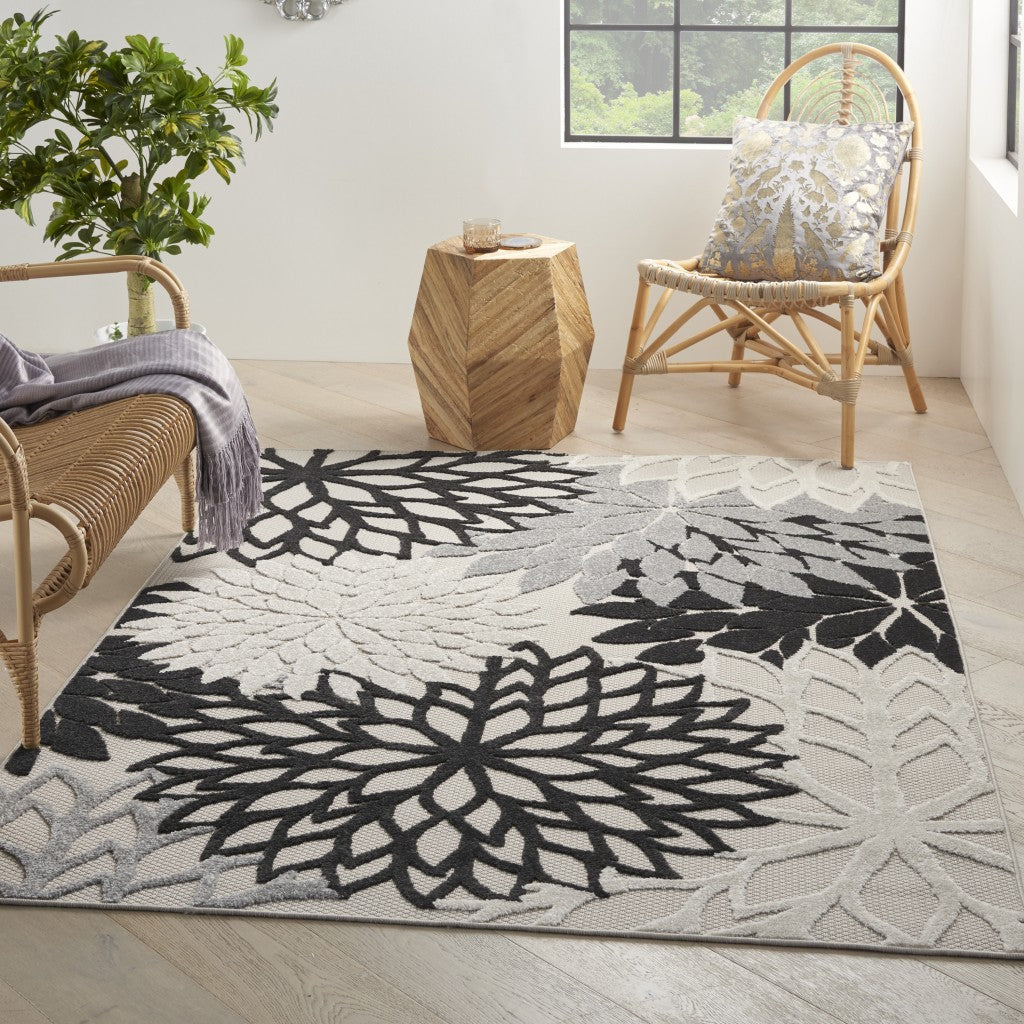 4’ x 6’ Black Gray White Indoor Outdoor Area Rug-3