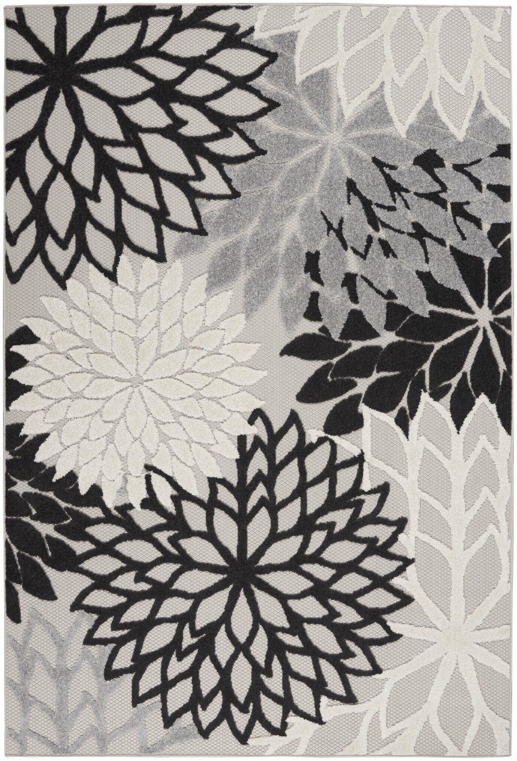 6’ x 9’ Black Gray White Indoor Outdoor Area Rug-0