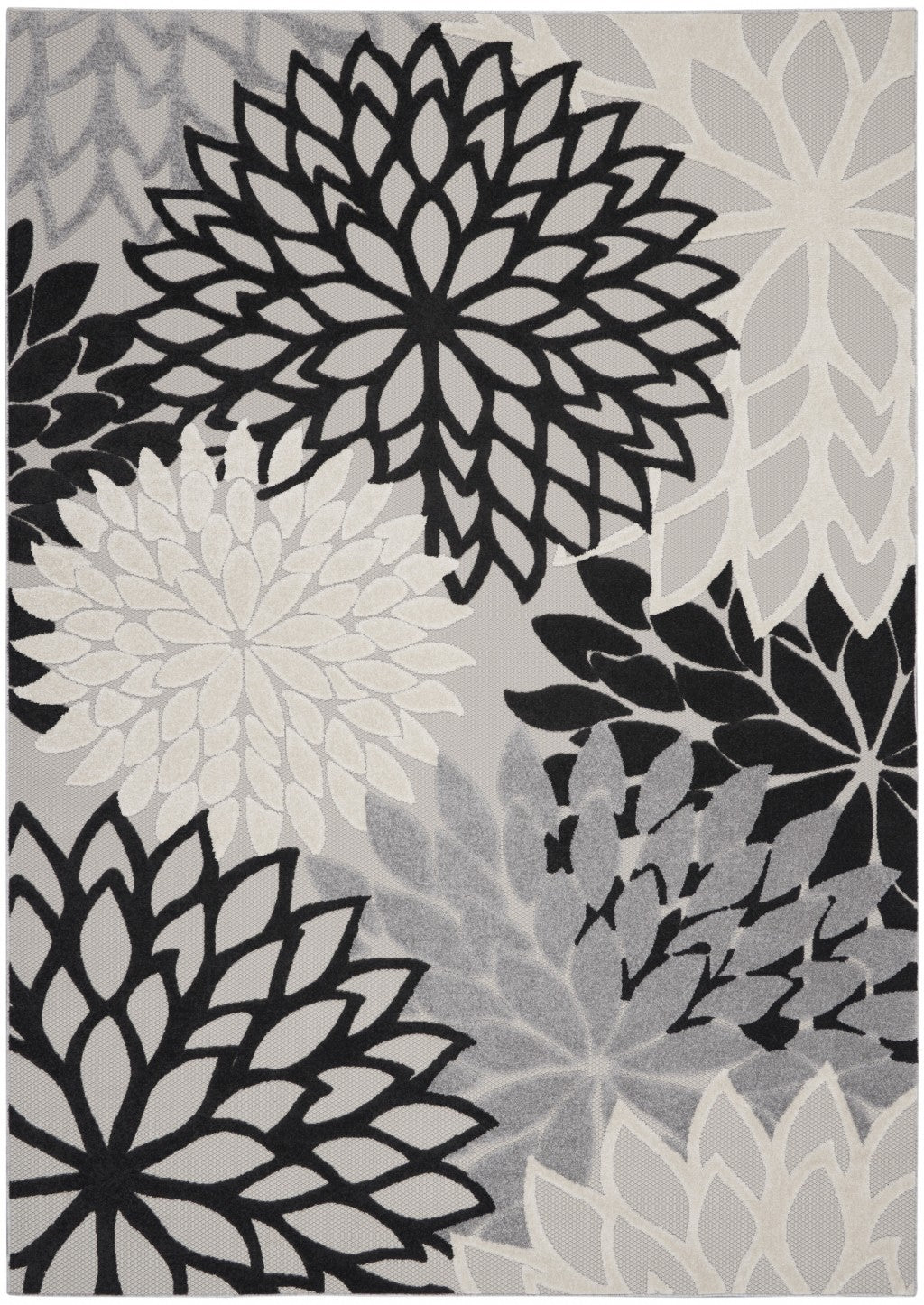 8’ x 11’ Black Gray White Indoor Outdoor Area Rug-0