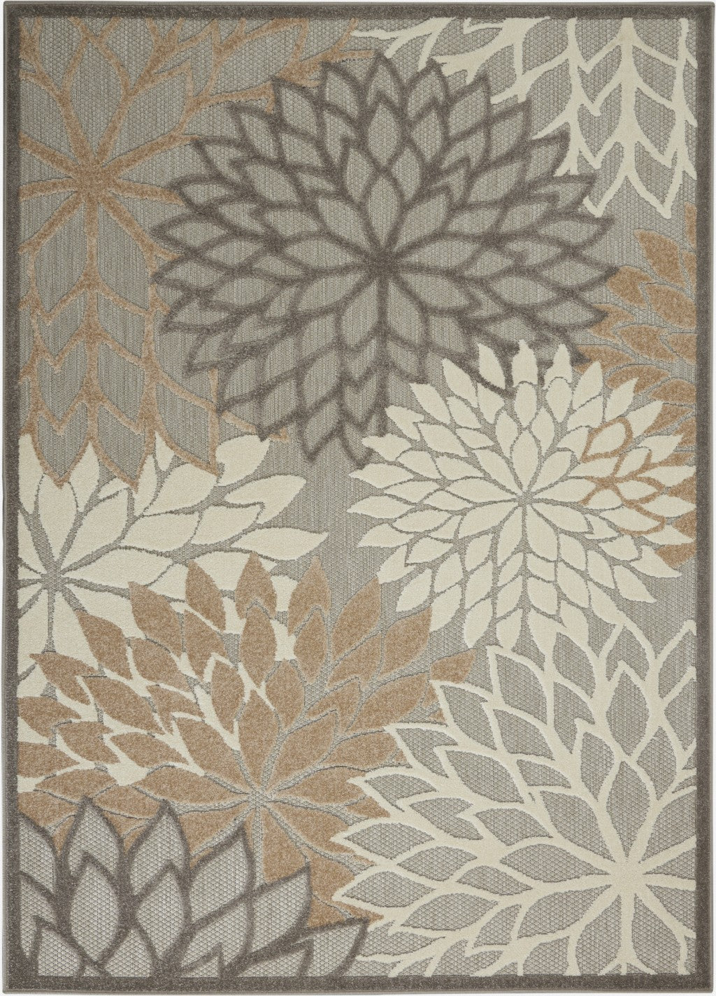 4’ x 6’ Natural and Gray Indoor Outdoor Area Rug-0