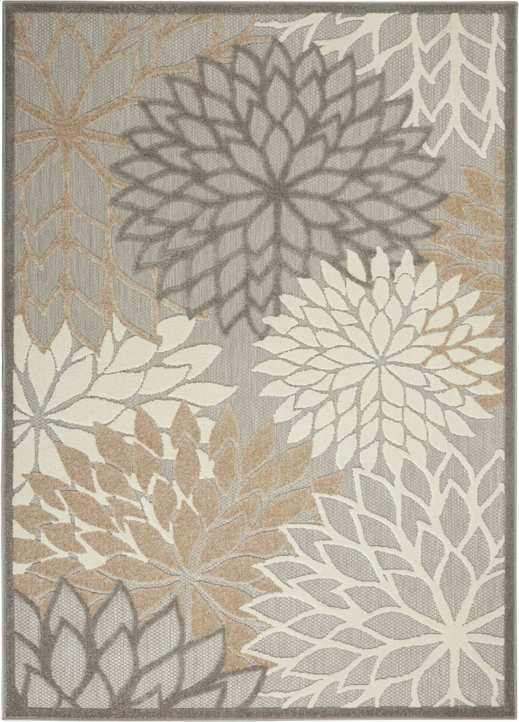 5’ x 8’ Natural and Gray Indoor Outdoor Area Rug-0