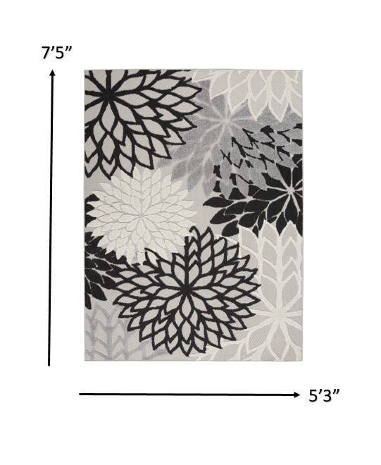 5’ x 7’ Black Gray White Indoor Outdoor Area Rug-5