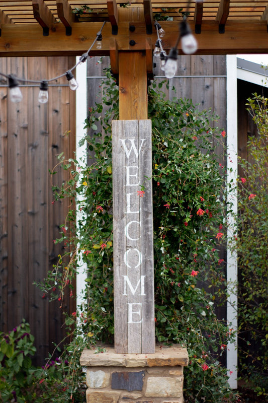 Rustic Dark Gray and White Front Porch Welcome Sign-1