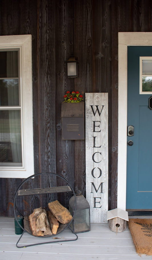 Rustic White Wash Front Porch Welcome Sign-1