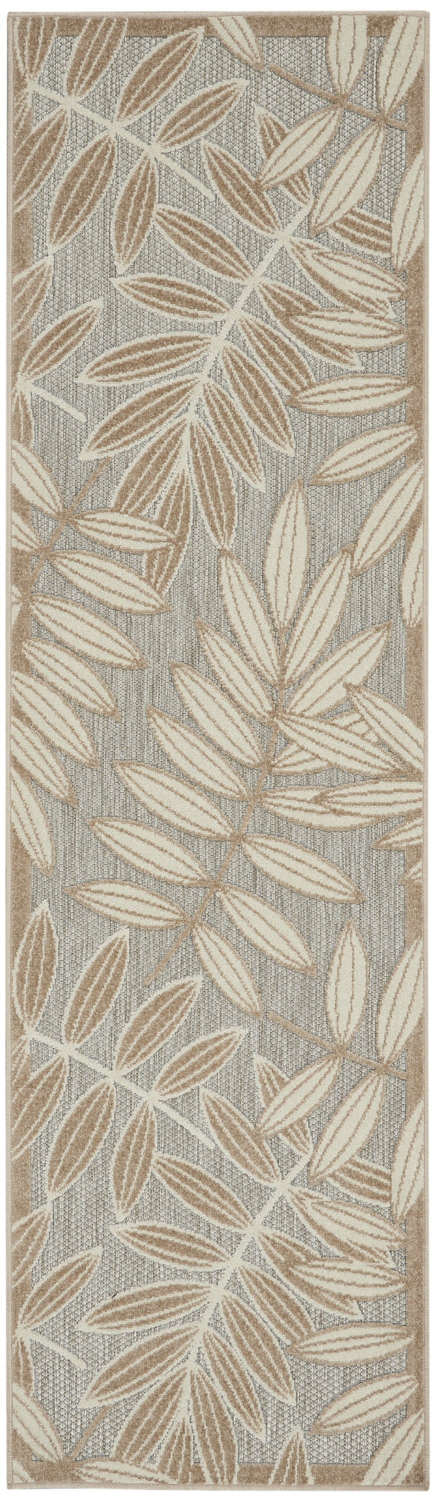 2’ x 8’ Natural Leaves Indoor Outdoor Runner Rug-0