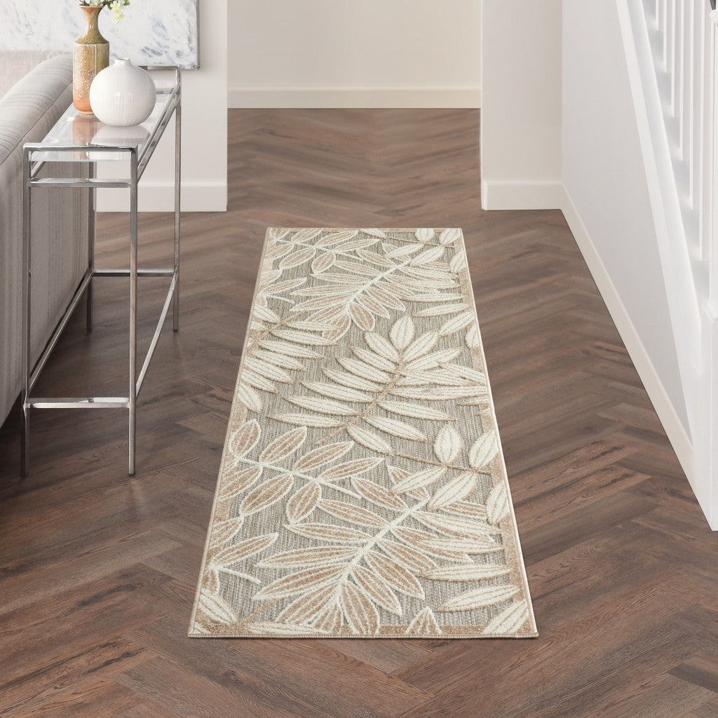 2’ x 8’ Natural Leaves Indoor Outdoor Runner Rug-3