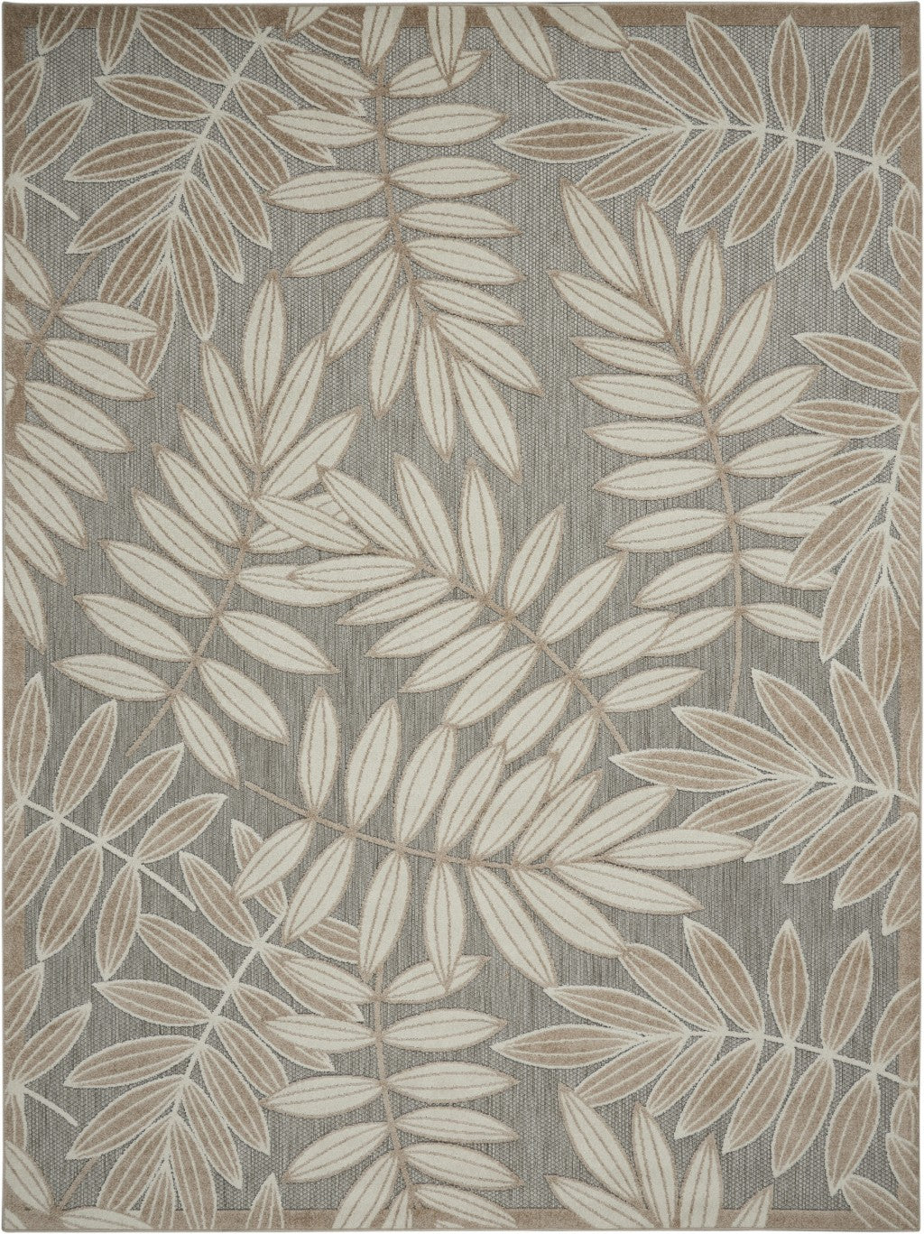 6’ x 9’ Natural Leaves Indoor Outdoor Area Rug-0