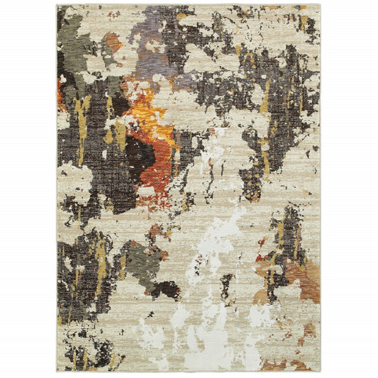 3’ x 5’ Abstract Weathered Beige and Gray Indoor Area Rug-0