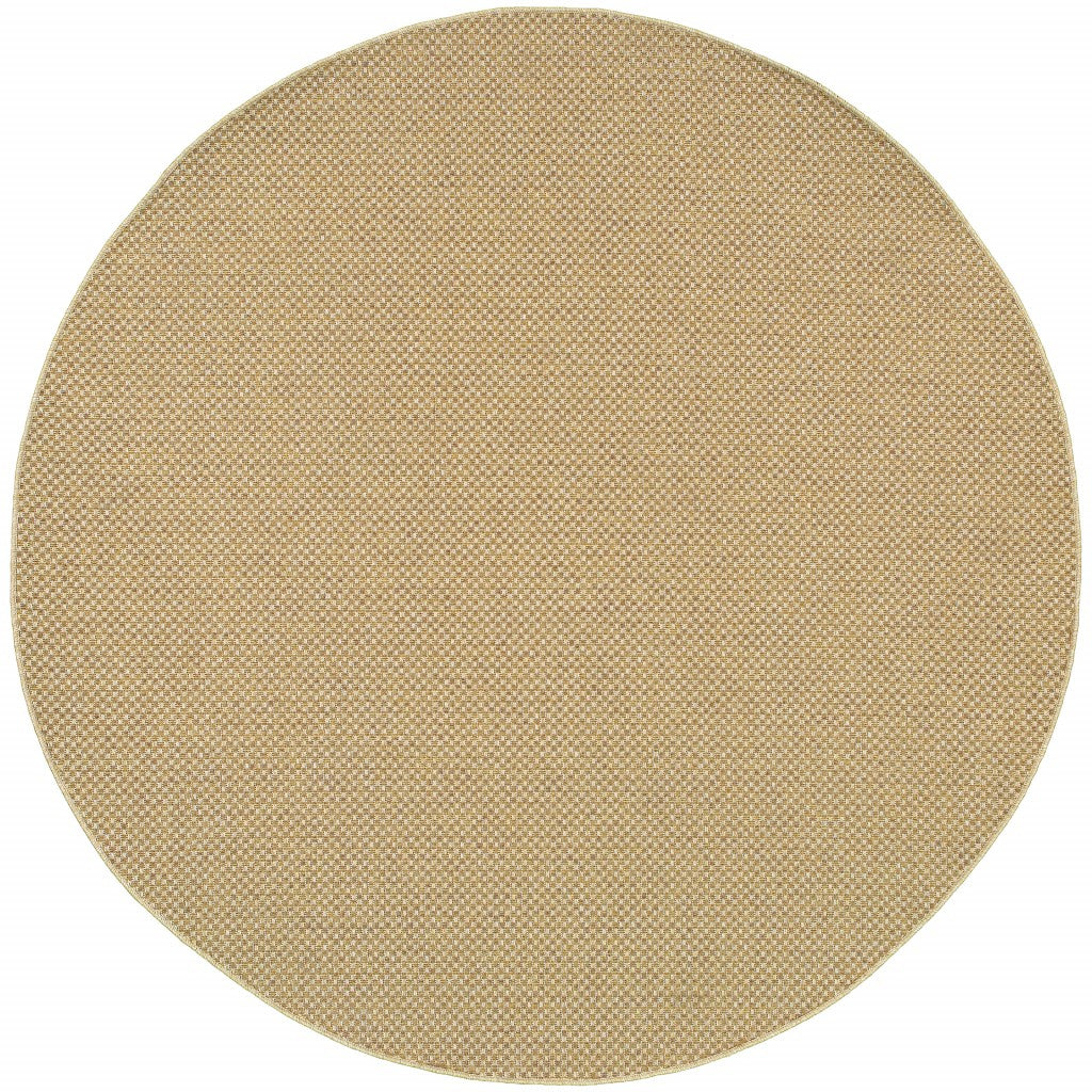 8’ Round Solid Sand Beige Indoor Outdoor Area Rug-0