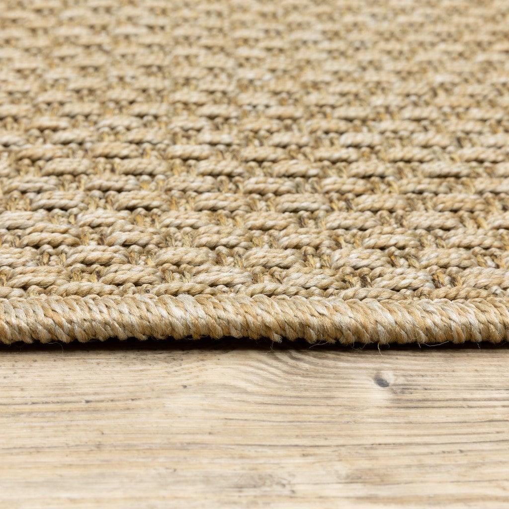 8’ Round Solid Sand Beige Indoor Outdoor Area Rug-1