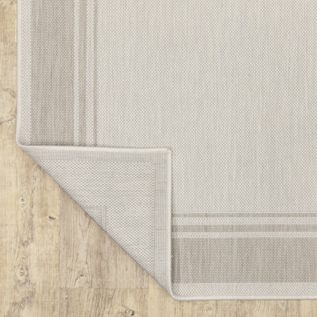 7’x9’ Ivory and Gray Bordered Indoor Outdoor Area Rug-2