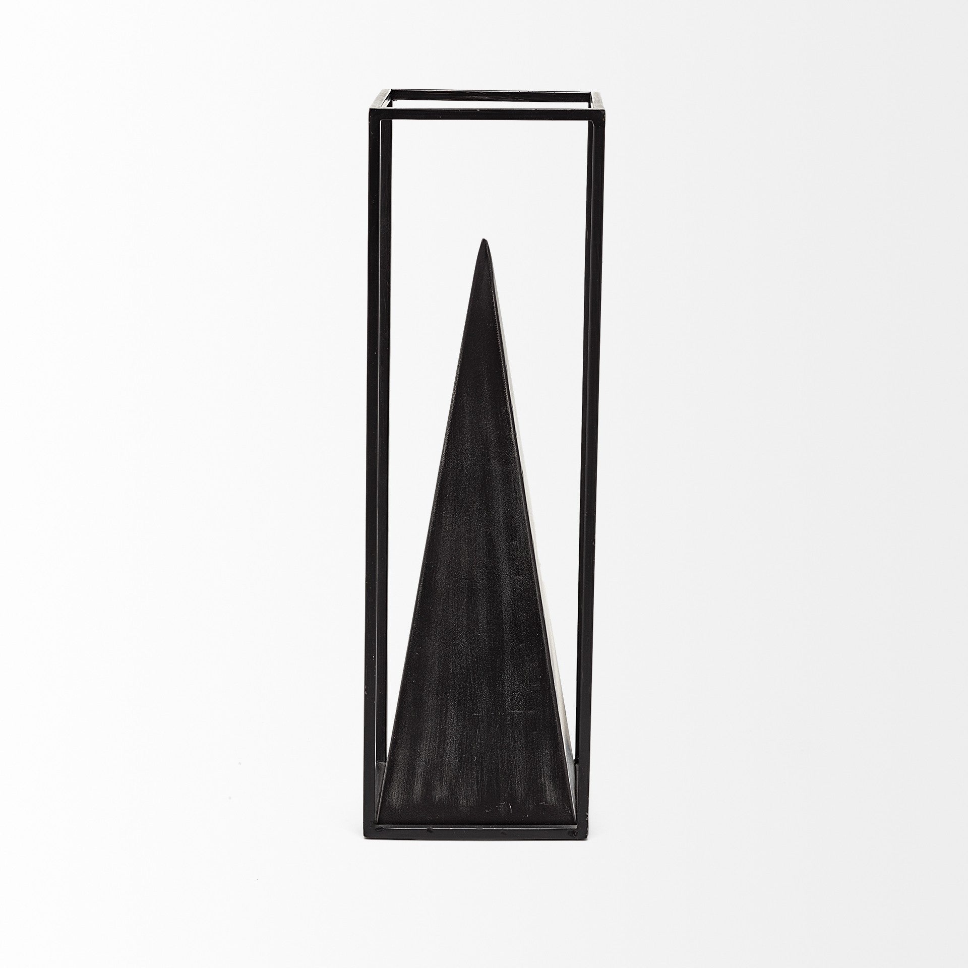 Black Metal Framed Pyramid Sculpture-1