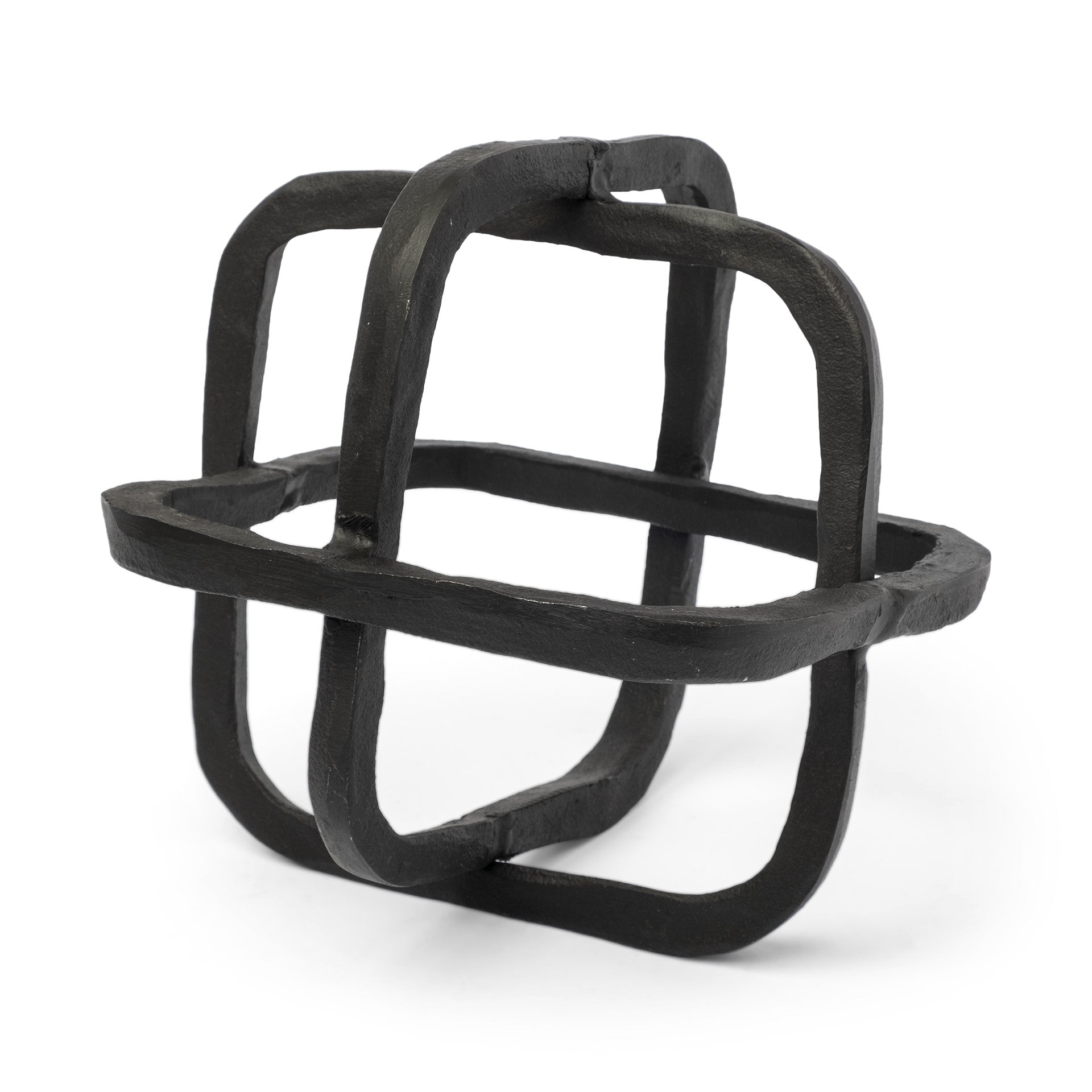 Black Metal Cube Shaped Link Sculpture-0