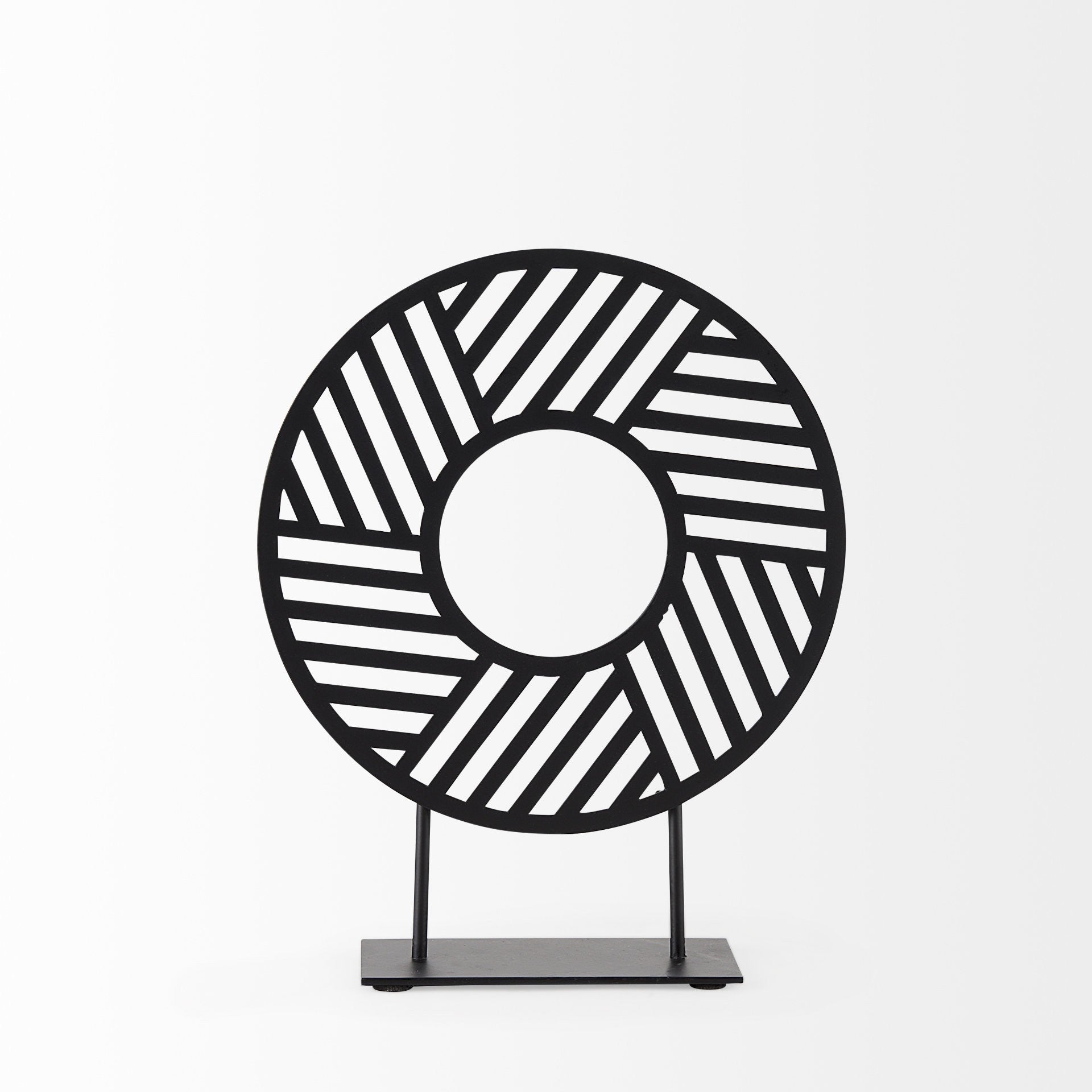 Petite Black Metal Round Geometric Sculpture-1