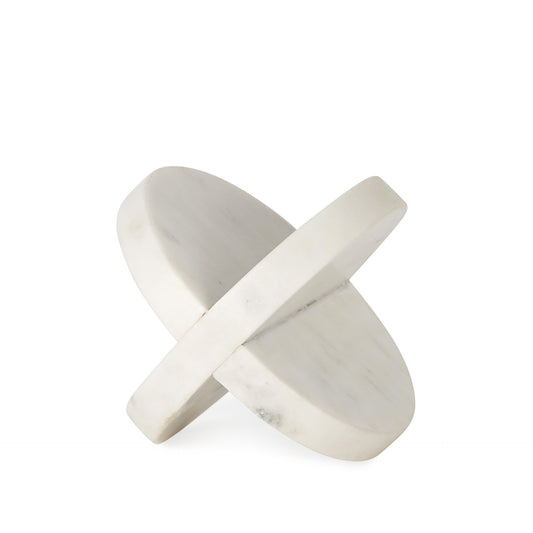 Petite White Marble Circular Sculpture-0