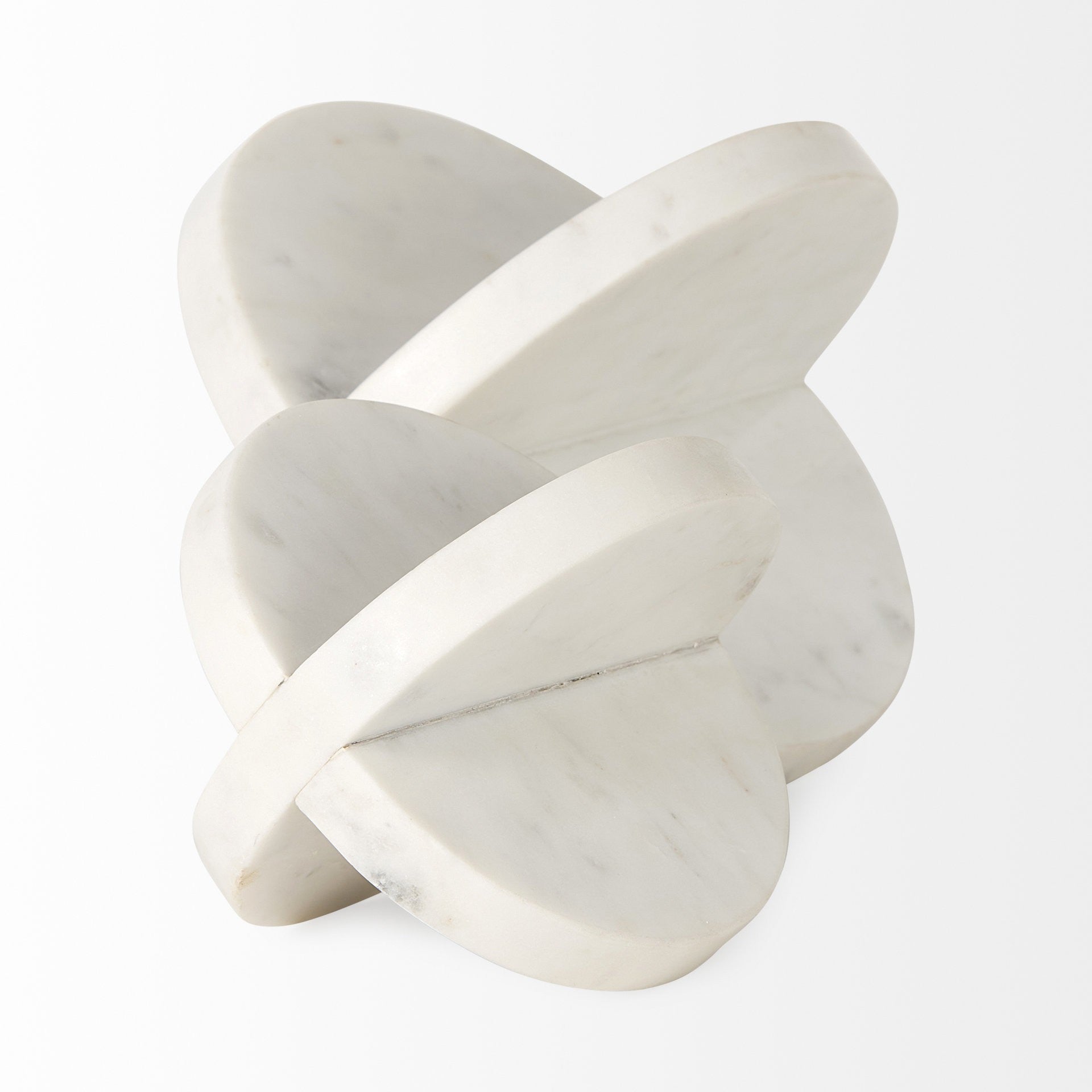 Petite White Marble Circular Sculpture-4