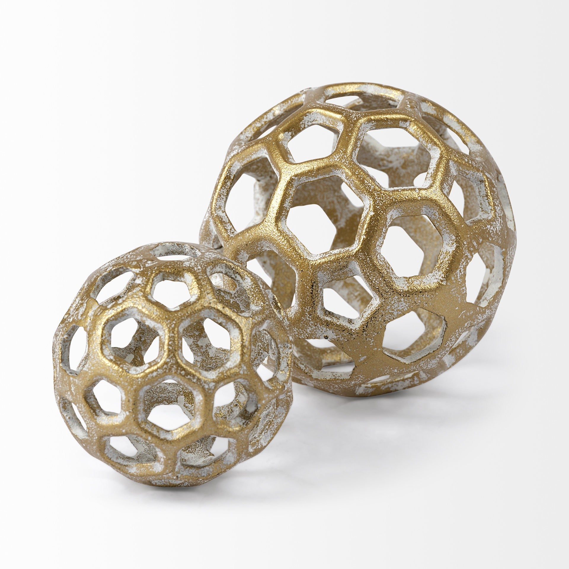 Gold Metal Hollow Orb Sculpture-2