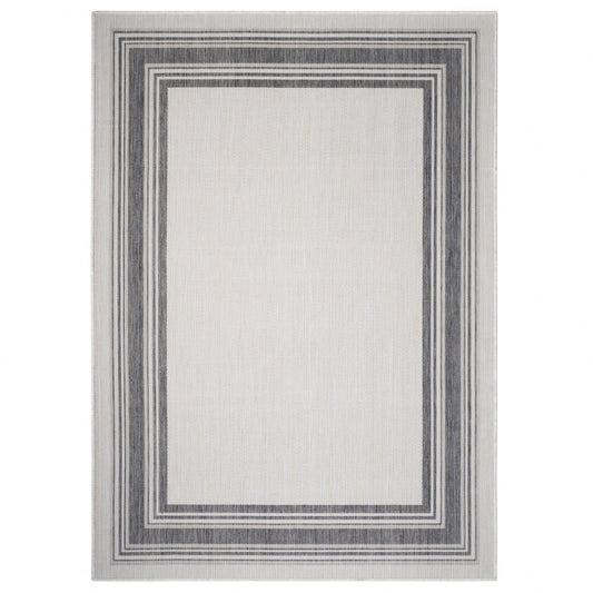 5’ x 7’ Gray Framed Indoor Outdoor Area Rug-0