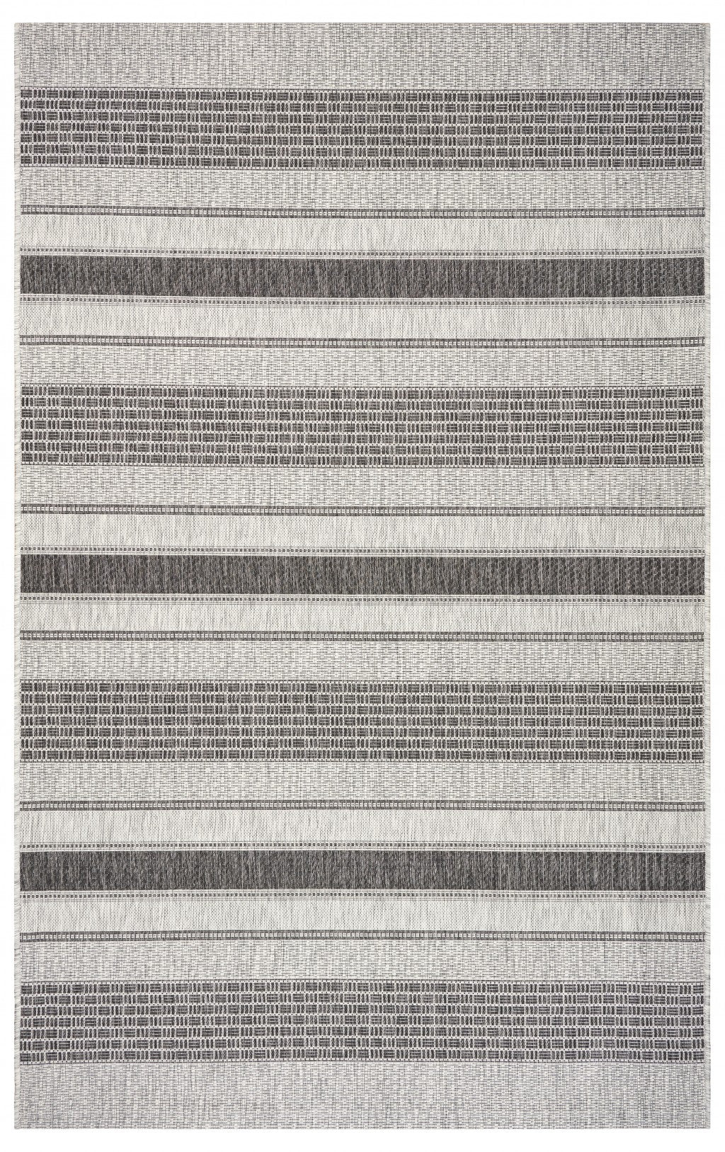 5’ x 8’ Monochrome Striped Indoor Outdoor Area Rug-0