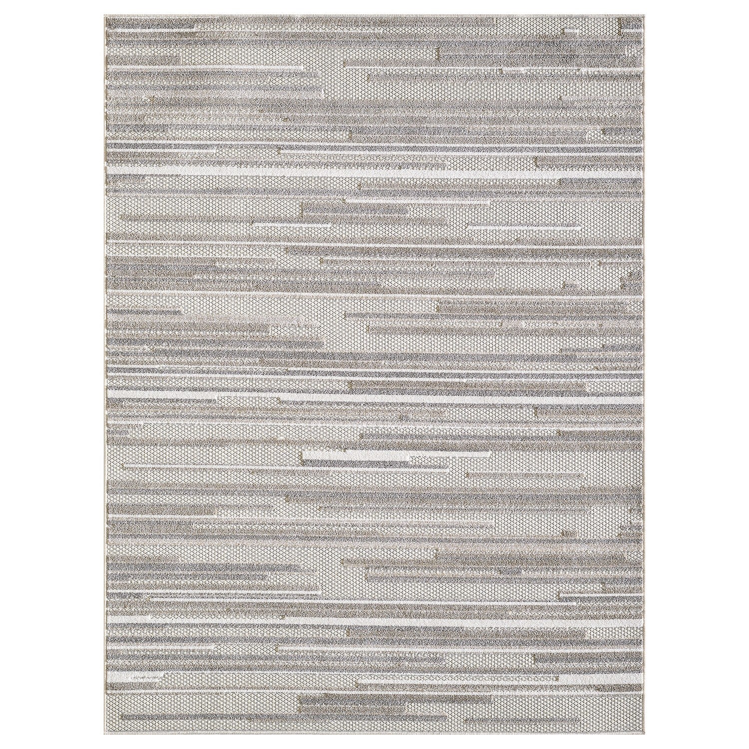 7’ x 9’ Gray Abstract Striped Indoor Outdoor Area Rug-0