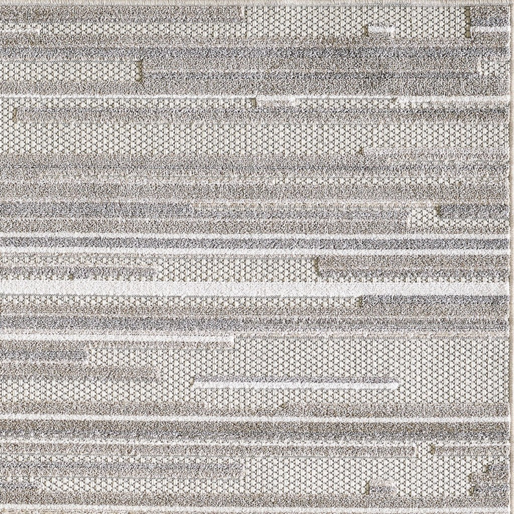 7’ x 9’ Gray Abstract Striped Indoor Outdoor Area Rug-5