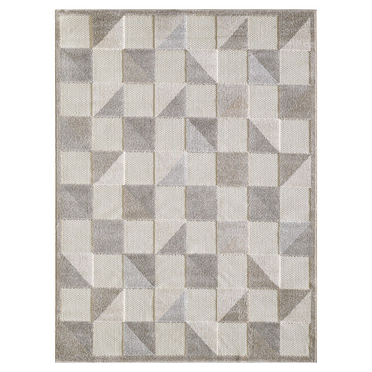 7’ x 9’ Gray Triangle Indoor Outdoor Area Rug-0