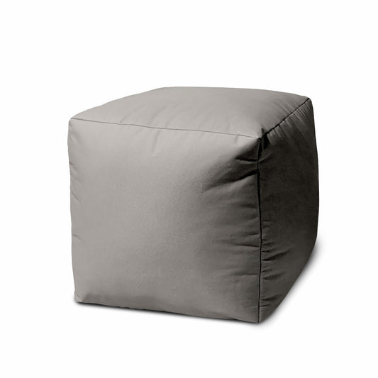 17" Cool Steely Silver Gray Solid Color Indoor Outdoor Pouf Ottoman-0