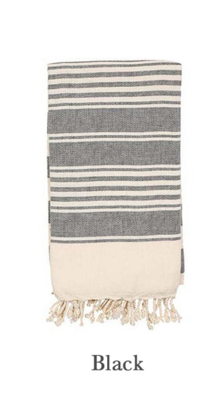 Grey Striped Beach Towel