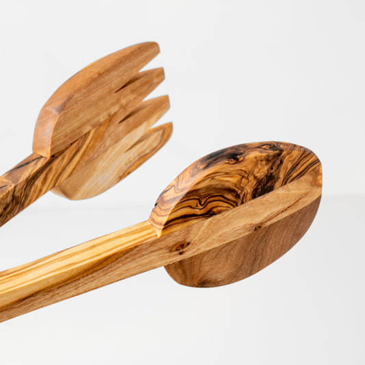 Handmade Olive Wood Salad Tongs | Eco-Friendly Serving Utensils