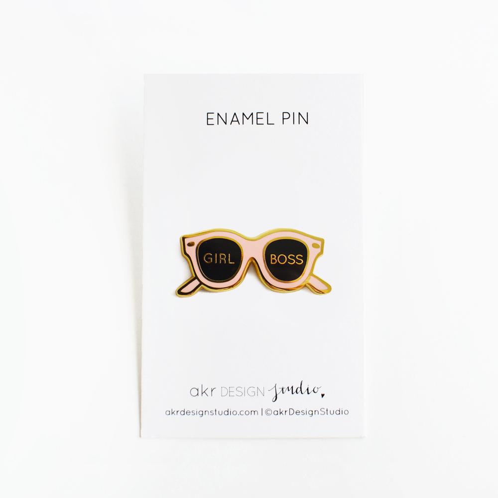 Girl Boss Pink Sunglasses Enamel Pin