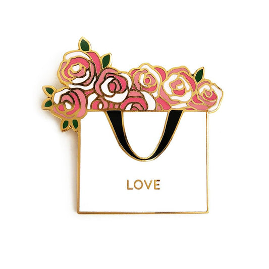 Love Pink Floral Enamel Pin