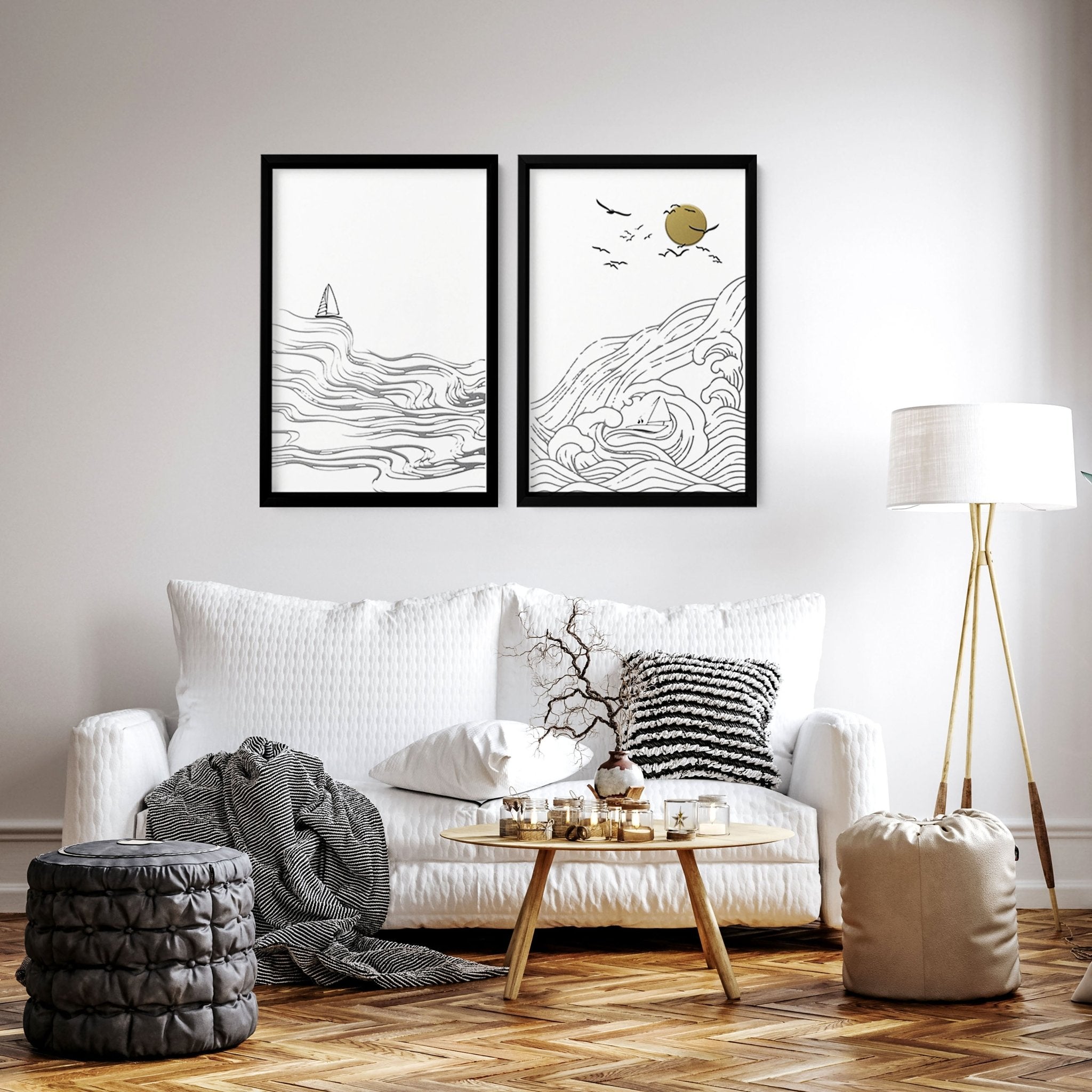 Paintings of Beach | Set of 2 Wall Art Prints