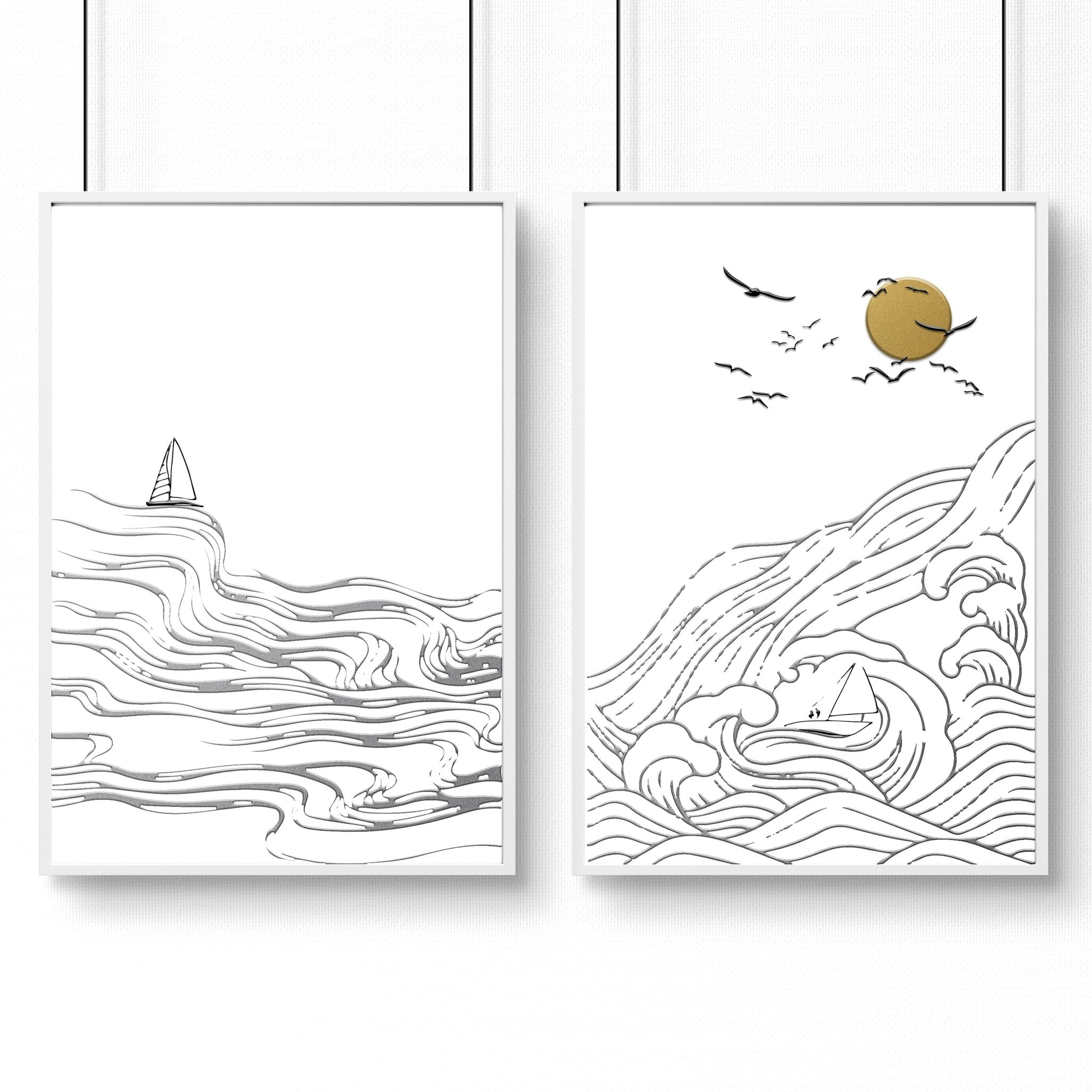 Paintings of Beach | Set of 2 Wall Art Prints